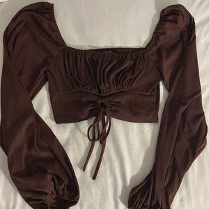 off the shoulder long sleeve crop top